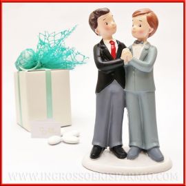 BOMBONIERE MATRIMONIO GAY STATUINE SPOSI NOZZE TRA UOMINI MR CAKE TOPPER WEDDING LGBT