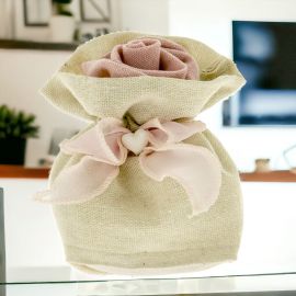 WEDDING BAGS SACCHETTINO PORTACONFETTI CON CHIUSURA FIORE ROSA