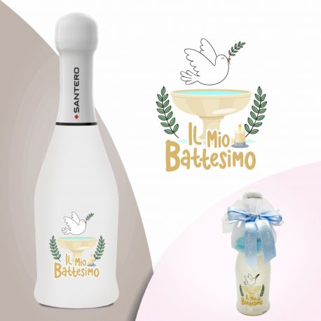 SPUMANTE EXTRA DRY SANTERO 200ML CON FONTE BATTESIMALE E RAMOSCELLO ULIVO