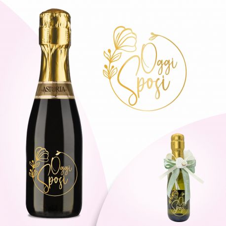 BOTTIGLIA PROSECCO DOC EXTRA DRY PERSONALIZZATA CON DECORAZIONE FLOREALE