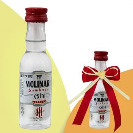 BOTTIGLIE DI LIQUORE MIGNON SAMBUCA MOLINARI PER BOMBONIERE ELEGANTI E RICERCATE PER MATRIMONI E CERIMONIE