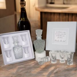 SET BOTTIGLIA DECORATA E BICCHIERINI LIQUORE MATRIMONIO 2025