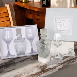 SET CALICI VINO E BOTTIGLIA DECORATA MATRIMONIO 2025 ORIGINALE