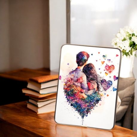 QUADRO DECORATIVO EFFETTO PIETRA LUMINOSA INNAMORATI E CUORI