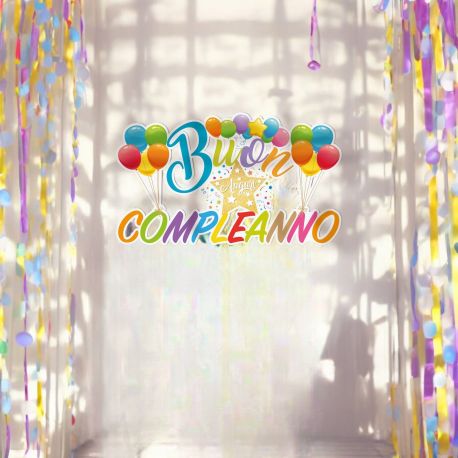 DECORAZIONE DA MURO BUON COMPLEANNO CON PALLONCINI