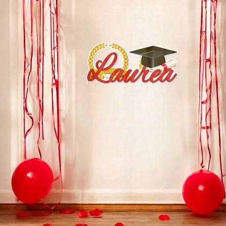 SCRITTA LAUREA CON CORONA ALLORO E PERGAMENA PER FESTEGGIARE LAUREA