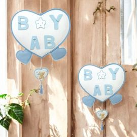 CUORE CON SCRITTA BABY E ORSETTO AZZURRO