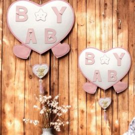 BOMBONIERA CUORE DECORATA BABY SHOWER FEMINUCCIA