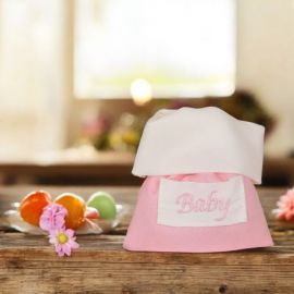 SACCHETTO PORTACONFETTI ROSA CON SCRITTA BABY