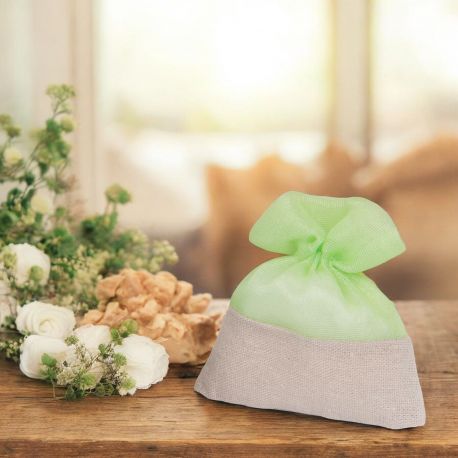 SACCHETTI ELEGANTI PER CONFETTI VERDE CON TIRANTI BICOLORE