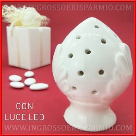 PUMO PORTAFORTUNA LUME CERAMICA BIANCA VENDITA ONLINE BOMBONIERE NOZZE COMUNIONE ORIGINALI